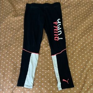 Puma Kids Black and Gray Leggings with Pink Accents